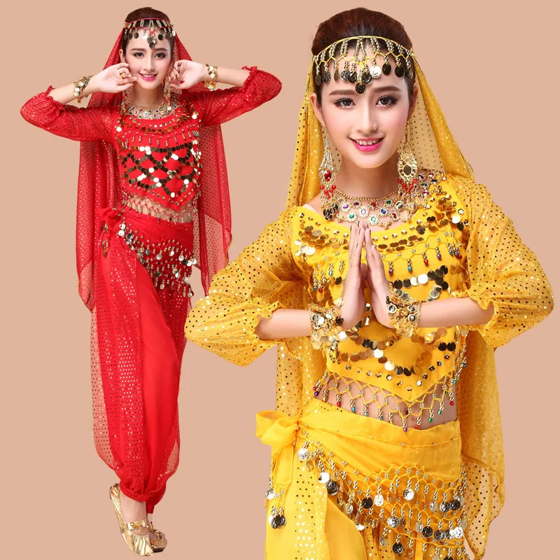 6 colors adult belly dance suit high quality chiffon belly dance performance costume India Dance Costume Outfit Dance Wear