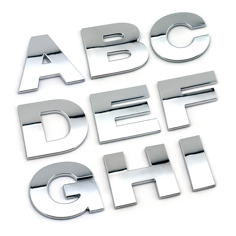 DIY 50mm high big plastic 3d chrome letters self adhesive Alphabet car stickers auto sign Car accessories Decoration