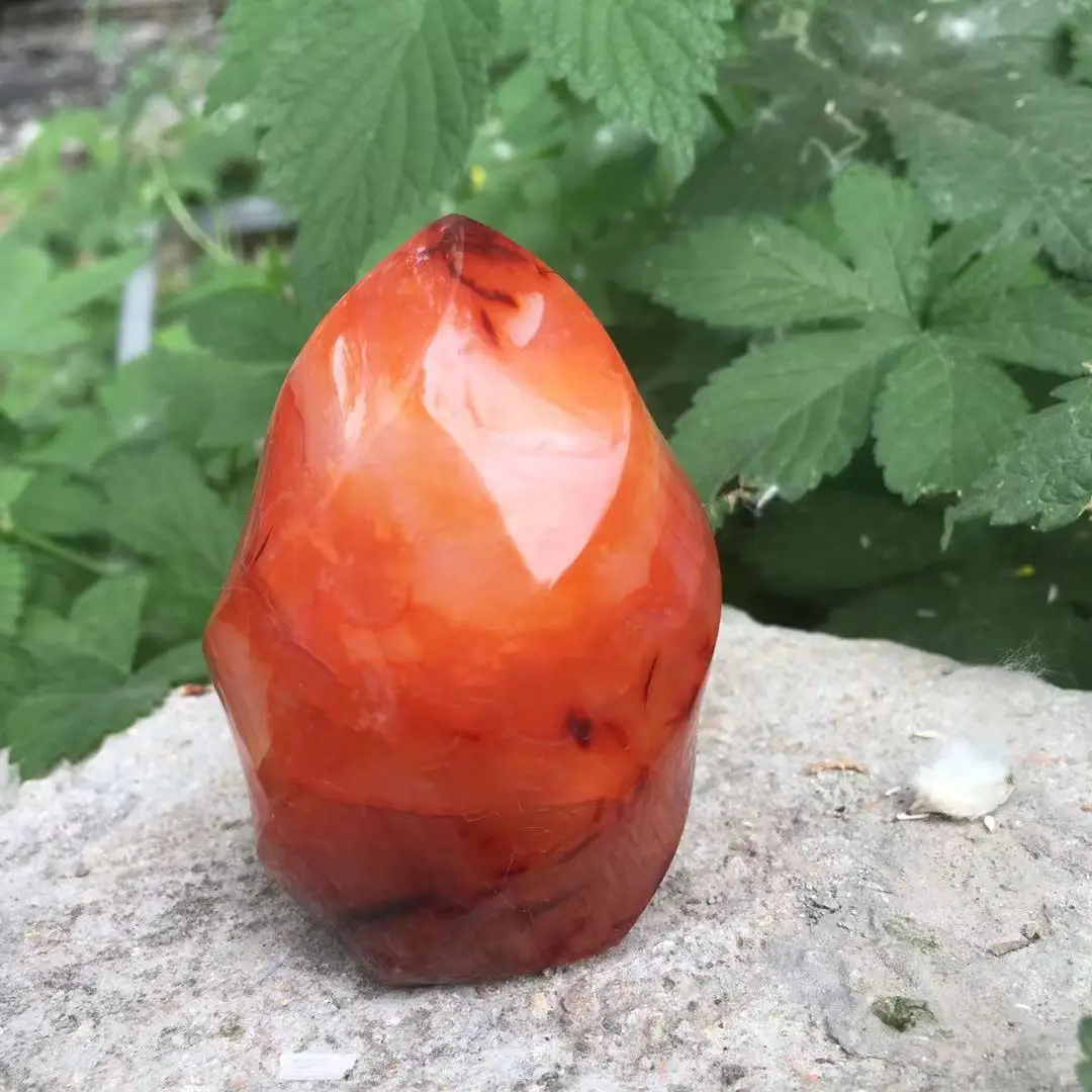 

Red agate crystal flame natural Carnelian quartz torch gemstone free form crystals healing Reiki home decor