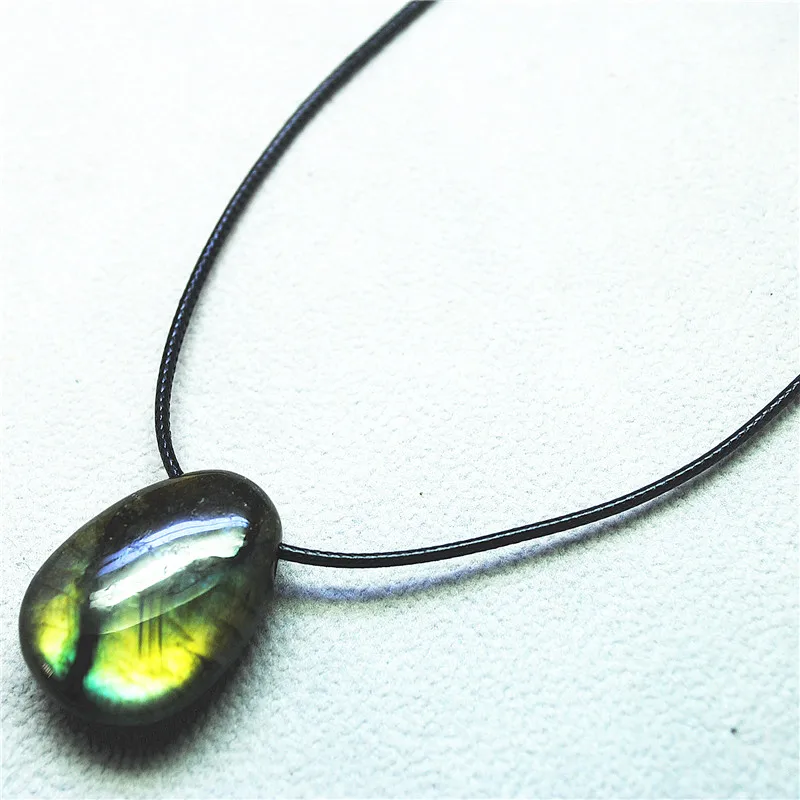 2PC Nature Labradorite Necklace Shinny Flash For Women Party Wearring Good For Your Showing Unique Jewelry 30X22MM