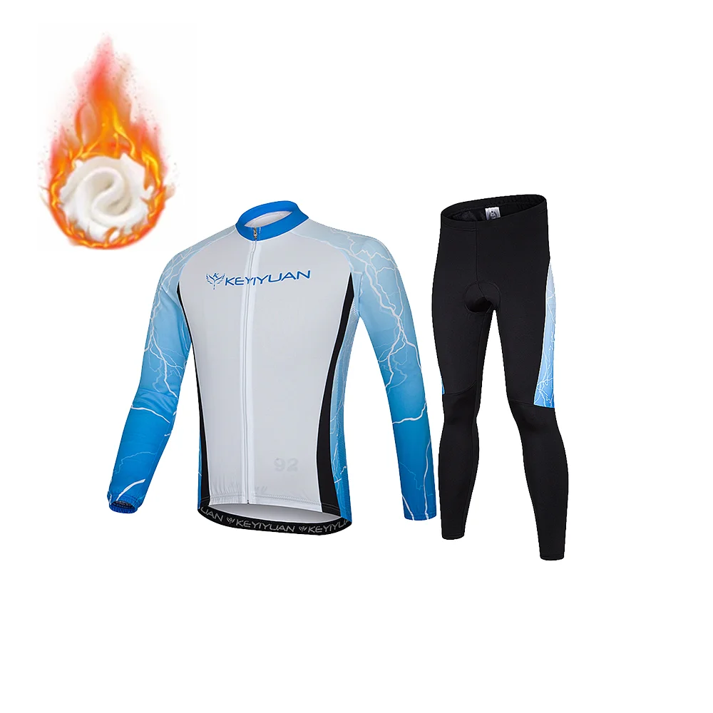 KEYIYUAN Long Cycling Jersey Riding Bicycle Mallot Ciclismo Hombre Verano Cuissard Cyclisme Homme