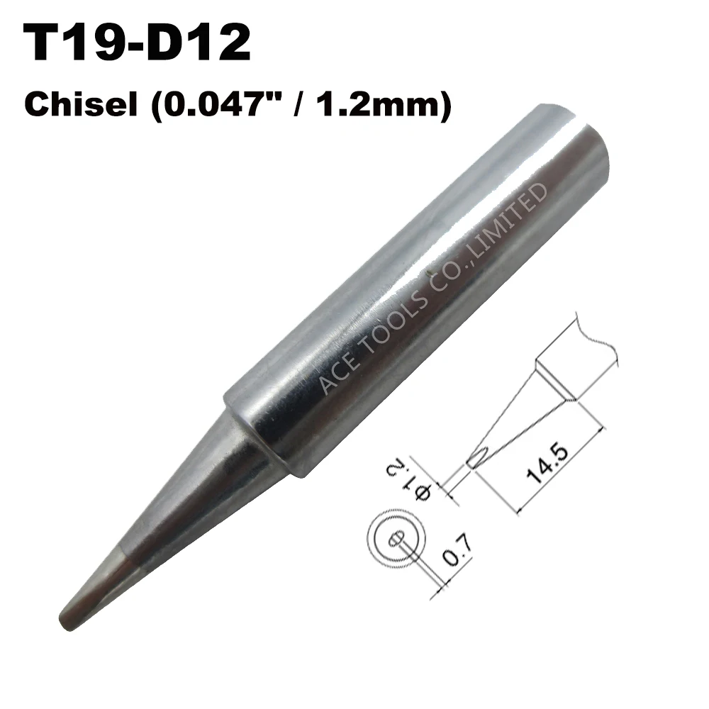 Soldering Tip T19-D12 Screwdriver 1.2mm Replacement Fit for HAKKO FX-601 Lead Free Iron Bit Nozzle Pencil Welding Handle