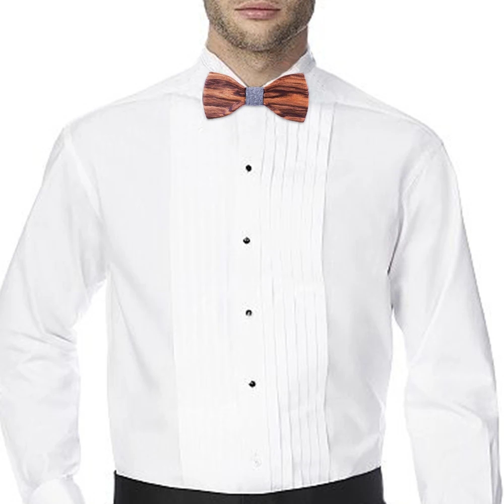 Pajarita de madera para hombre, pajarita de nudo de mariposa, accesorios de madera, traje comercial Formal, conjunto de boda