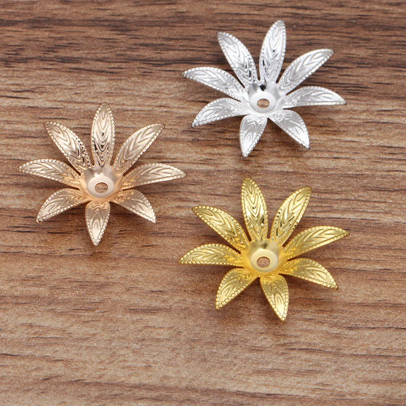 20pcs 28mm DIY Flower Beads Cap Retro Silver Sculpture Leaf  Beads Cap  Jewelry Making Accessories Components Supplies Wholesale