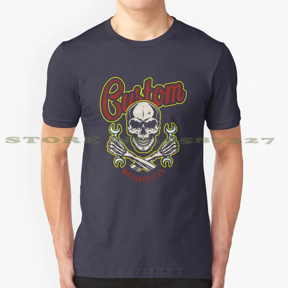 Skull Coustom Motorcycles 100% Pure Cotton T-Shirt Motorcycle American Davidson Victory Outcast Sons Of Anarchy Cruiser