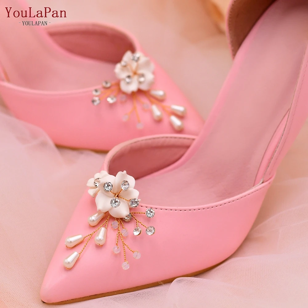 YouLaPan X38 2pcs Pearls Shoe Clip Bridal Shoes High Heel Buckle Charm Women Bride Wedding Party Accessories Rhinestone Clips