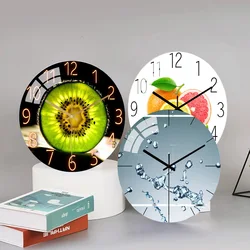 Quiet Round Fruit Wall Clock Kitchen Home Decor Water droplets Modern Design 3D Clocks for Living Room Decoration Accessories