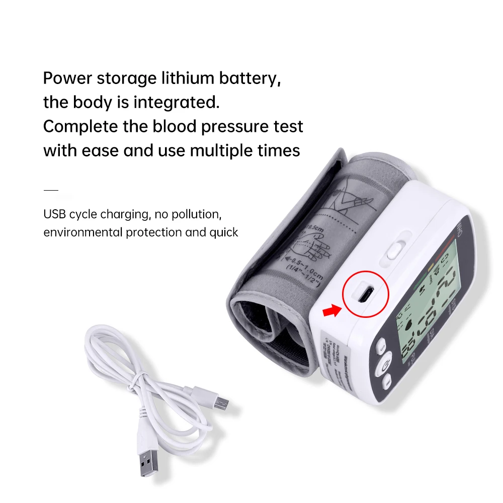 USB Rechargeable Wrist Blood Pressure Monitor Approved Russian English Voice Tonometer Best Automatic Digita Sphygmomanom