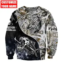 Sudadera pesca camuflaje 3D unisex con capucha y cremallera