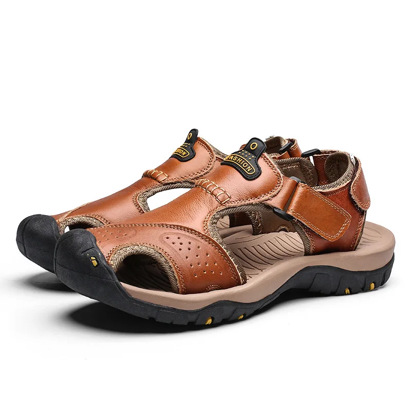 

Classic Men's Sandals Summer Soft Sandals Comfortable Mens Shoes Genuine Leather Sandals Big Size Soft Outdoor Casual Shoes Men