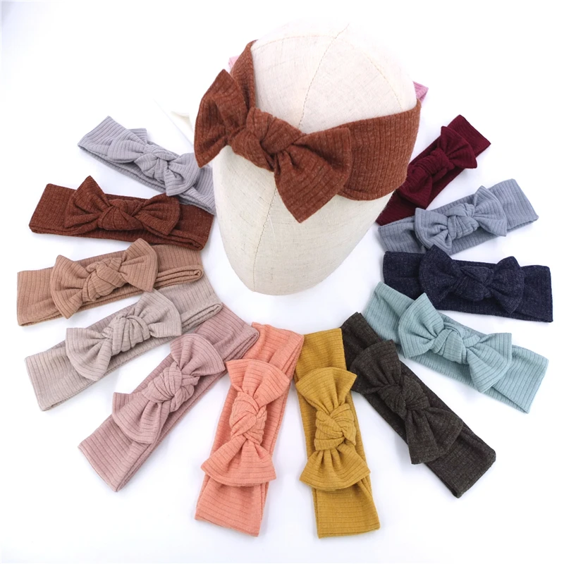 4 PCS Toddler Baby Headbands Soft Nylon Turban Headband and Bows Newborn Baby Girls Hairband Hair Accessories