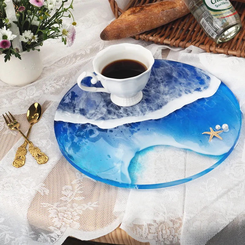 

Trays Tea Resin Mold Silicone Flat Dish Round Coaster Mold rolling tray mold Table Decorative Transparent Epoxy Resin for Crafts