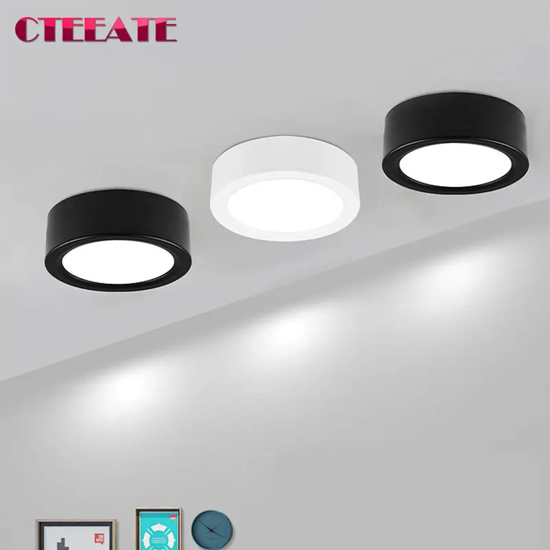 Spot lumineux LED ultramince pour chambre à coucher et salon, design moderne, montage en Surface, 3W, 5W, 7W, 9W, 12W, 15W, 18W, 220V