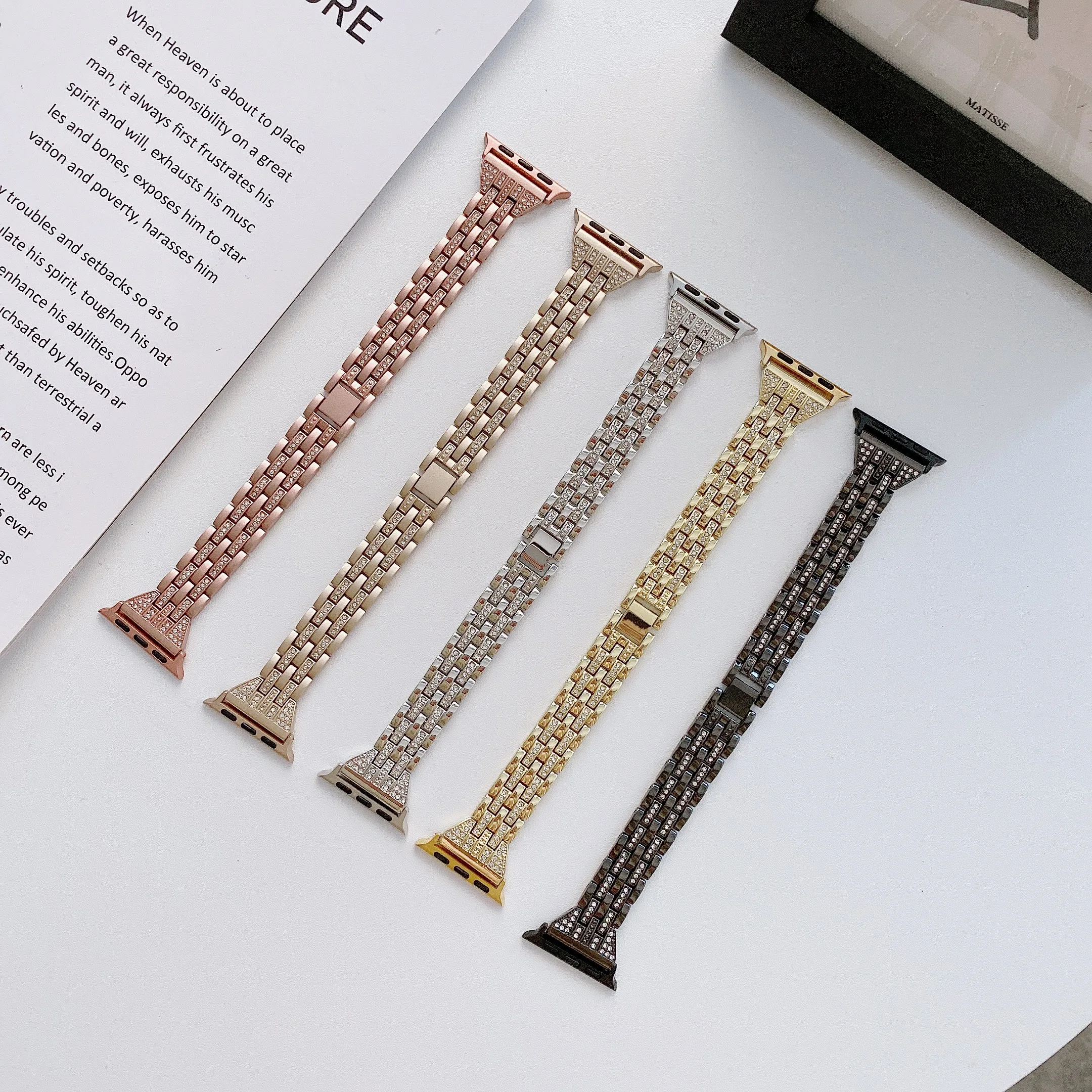 

Luxury Stainless Steel link bracelet for apple watch strap of 44mm 42mm 40mm 38mm 41mm 45mm 49mm iwatch8 7 SE 6 5 4 3 2 1Series