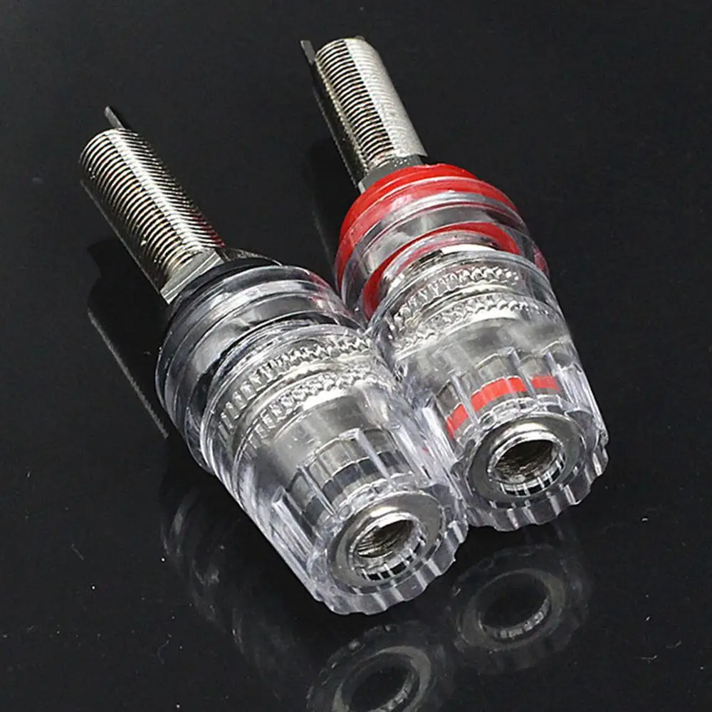 4Pcs Rhodium plating  Post for Thread Audio Speaker Amplifier  Banana Plug Terminals Connector Black & Red