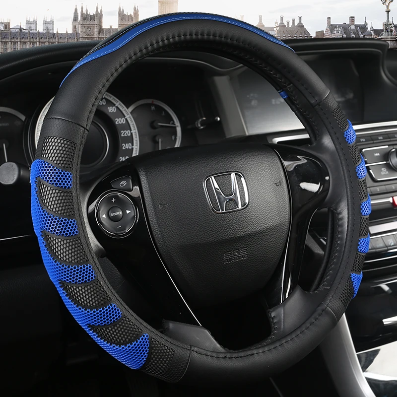 BLUE PU Leather Steering Wheel Covers for Car Bus Truck 36 38 40 42 45 47 50cm Diameter Auto Steering-wheel cover