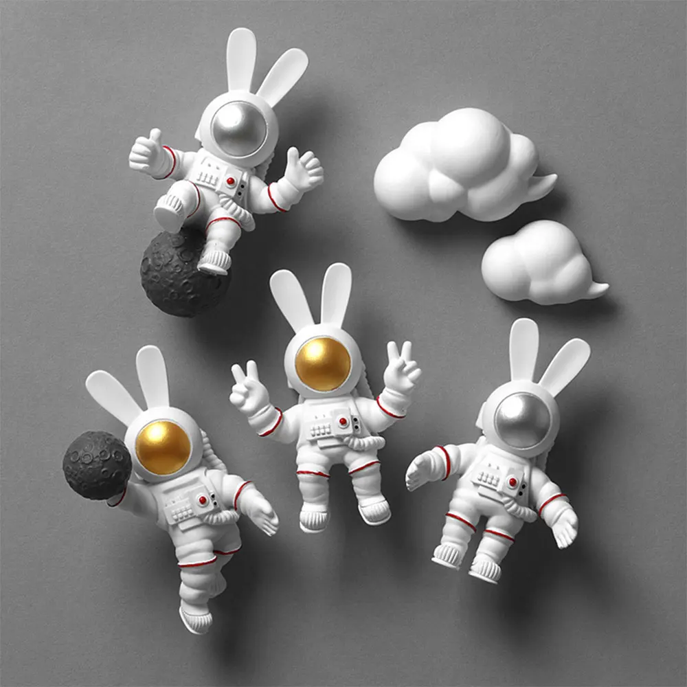 Space Astronaut Creative Resin Long-Eared Rabbit 3D Doll Design Home Decor Fridge Magnet Refrigerator Decoration Gift For