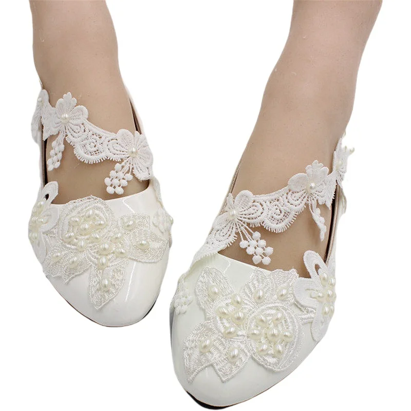 White lace wedding shoes hot sale Flat wedding dress shoes bride bridesmaid shoes fashion women\'s shoesBH163