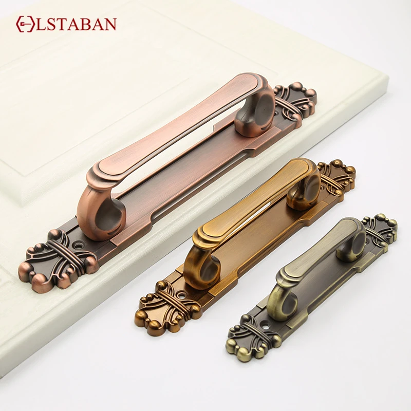 مقبض باب من سبائك النحاس والزنك العتيق مقبض باب منزلق مقبض باب خشبي برونزي مقبض باب منزلي أخضر عتيق