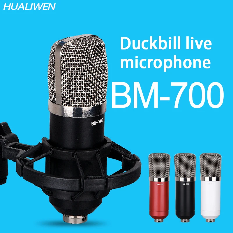 BM-700 Professional Condenser Microphone Kit:Microphone For Computer+Shock Mount+Cable As BM 700 Microphone BM700