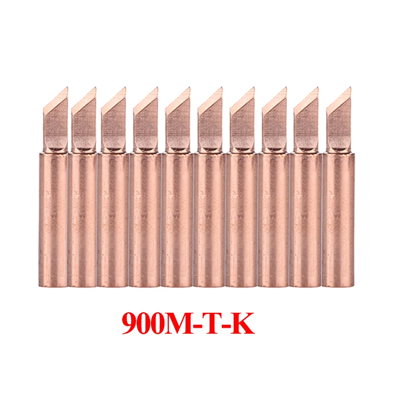 10Pcs/lot Pure Copper Soldering Iron Tip 900M-T-K Welding Sting Solder Tip for 936 Soldering Rework Station