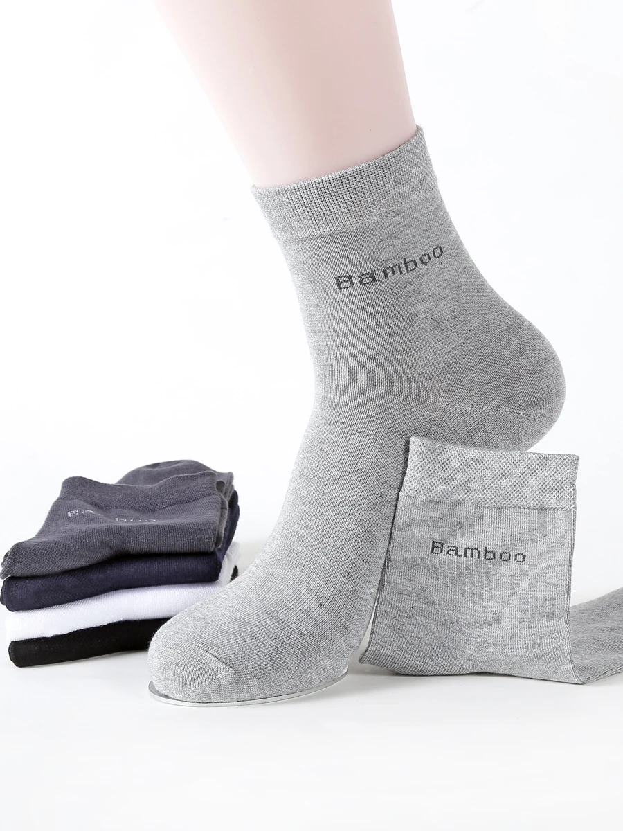 10 paires/lot chaussettes en Fiber de bambou hommes décontracté affaires antibactérien respirant hommes chaussettes d'équipage haute qualité garantie chaussette