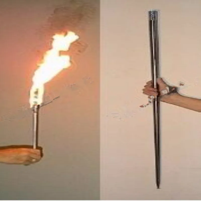 Fire Torch to Cane Silver Magic Tricks Magia Wand Fire Magic Wand Magician Stage Illusions Gimmick Props Accessoris