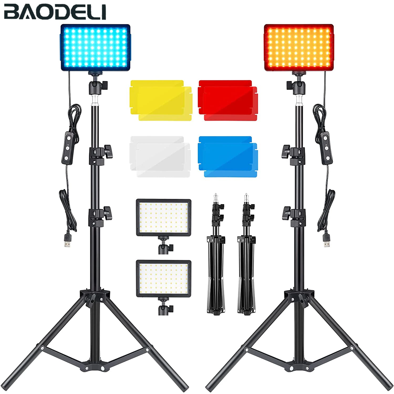 LED Video Light Panel Photography Lighting Photo Studio Lamp Kit 1 Pack For Shoot Live Streaming Youbube With Stand RGB Filters