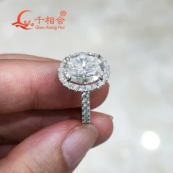 14k or 18k white yellow gold  3ct 8*10mm oval shape D vvs white moissanite   half eternity band  Engagement Wedding Ring jewelry