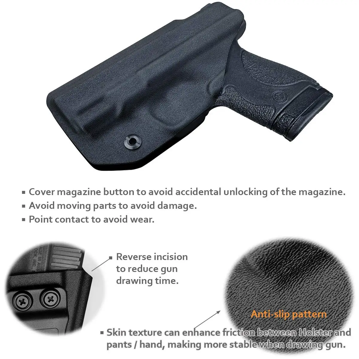 B.B.F جعل IWB KYDEX الحافظة مخصص يناسب: M & P درع 9 مللي متر/.40 s & w بندقية الحافظة داخل مخفي حمل مسدس