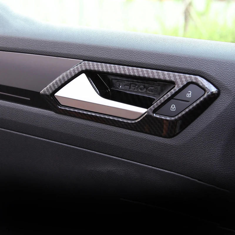 

For Volkswagen VW T-ROC 2017 2018 Carbon fiber Interior Door Handle Bowl Cover Trim Catch Frame Bezel Molding Garnish Surround