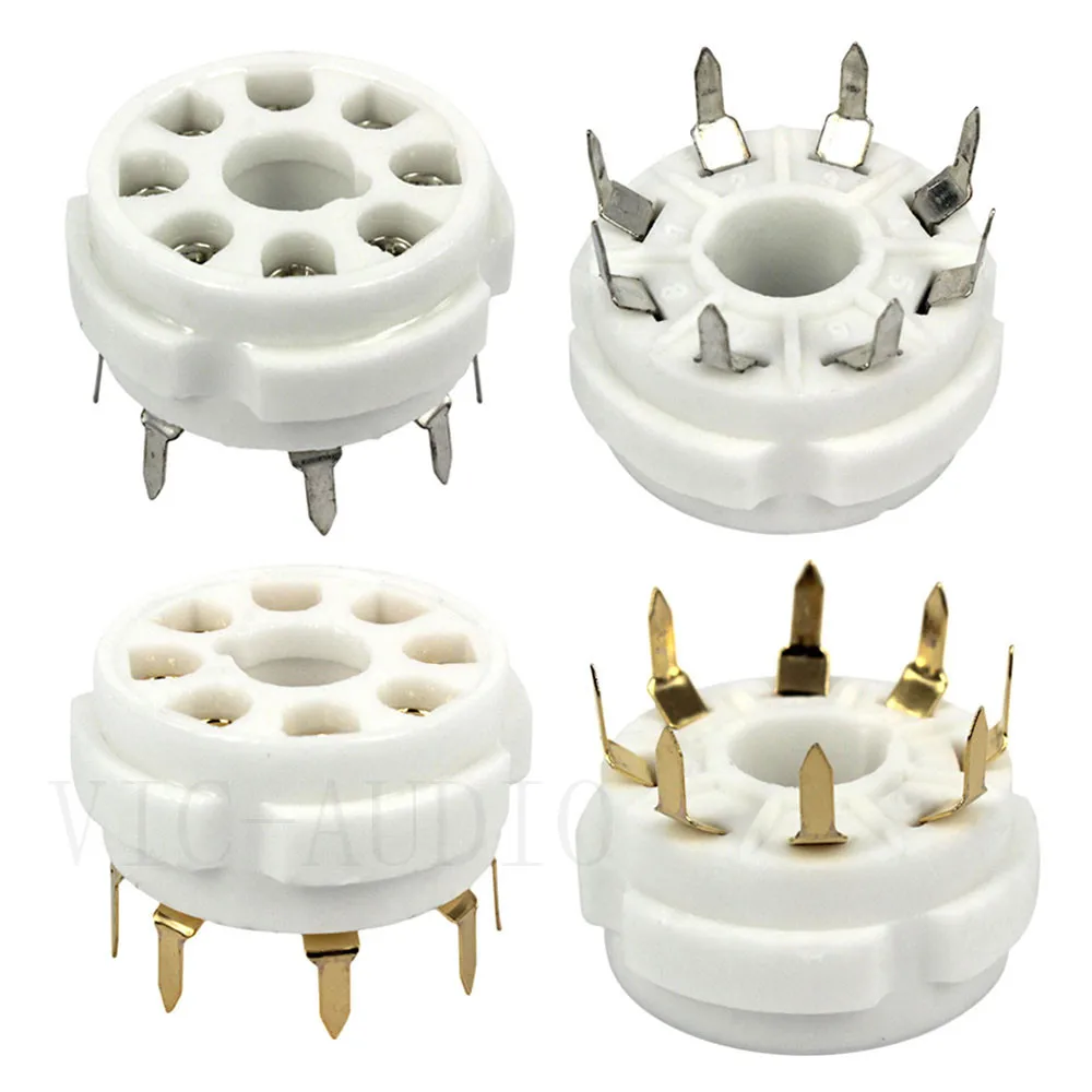 10PCS K8A PCB Mount 8 Pin Ceramic Tube Sockets For 6P3P 6SN7 6N8P 6N9P 5Z3P 5Z4P 6550 KT88 Vacuum Tube Amplifier Vintage Hifi