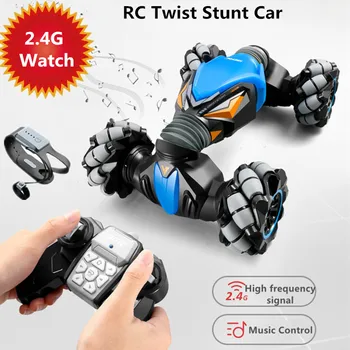 Oversize Electric RC Racing Drift Car 2.4G 4WD High Speed ​​RC Stunt Twist Car Gesture Watch Sensor Vehical Music Lights Effect