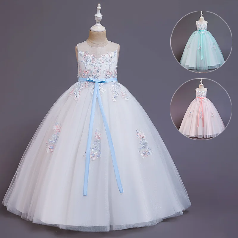 2022 Girls Dress Flower Girl Wedding Dress Kids Birthday Party Princess Dress for Girls Long Ball Gown Children Clothing 3-12 Y