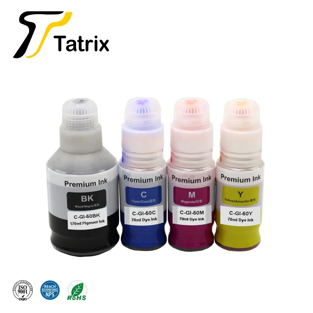 Tatrix GI-50 GI-50PGBK GI-50C GI-50M GI-50Y Compatible Water Based Bulk Bottle Refill Ink for Canon PIXMA GM2050/GM4050/ G5050