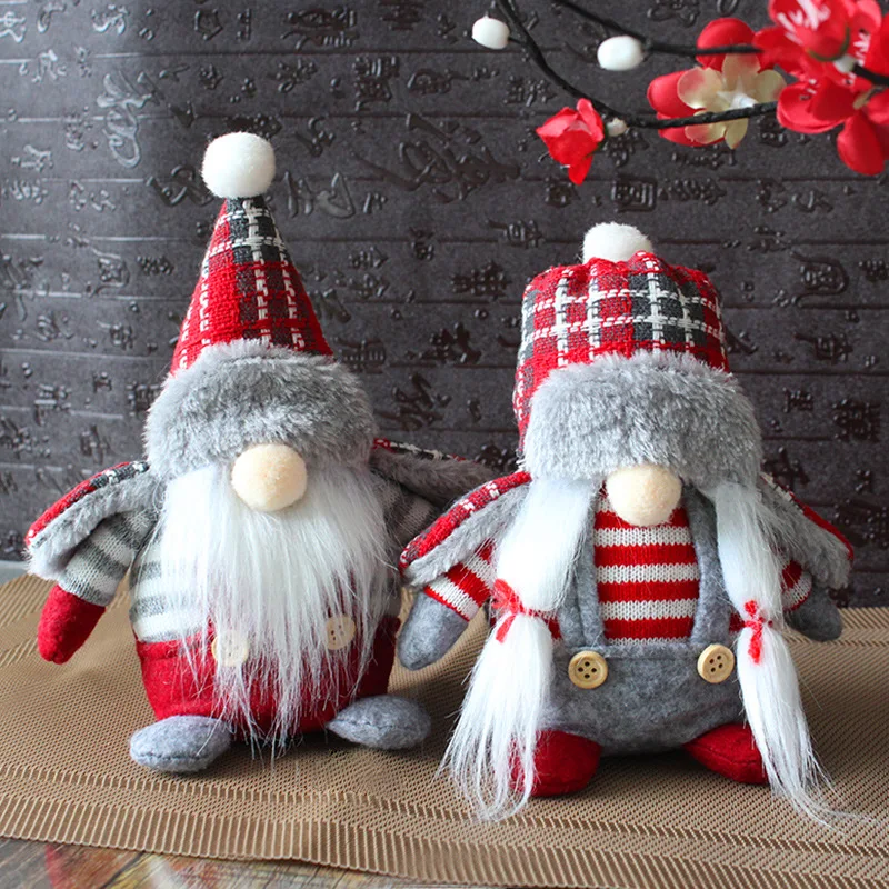 Faceless Doll Forest Elderly Decoration, Plaid Hat, Old Man Doll Scene Decorations, Fashion