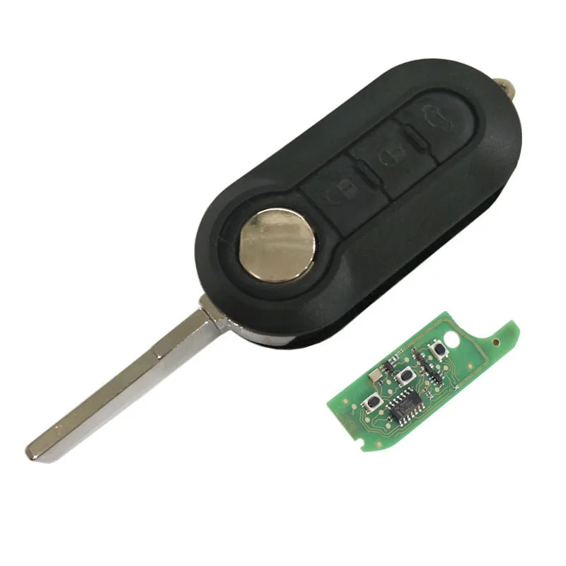 Clé télécommande à 3 boutons, 433Mhz, pour voiture Fiat 500, Grande, Punto, Doblo, Qubo, Bravo, 2006, Delphi, système Marelli