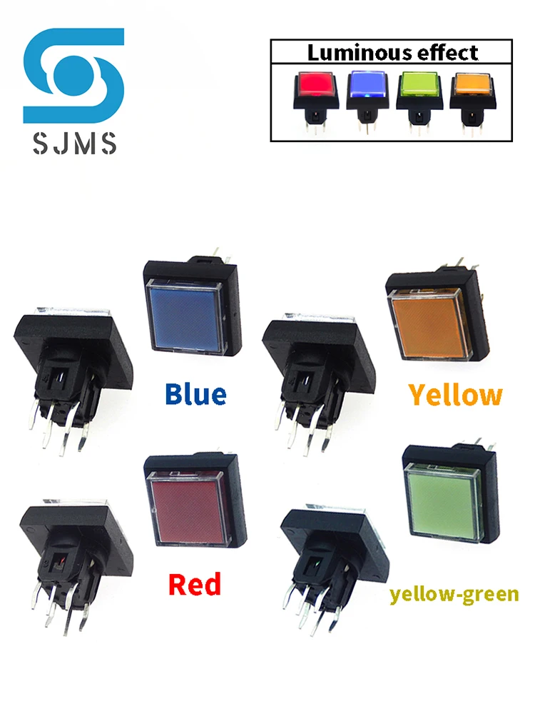 2PCS PB6171FL-1/2/3/4 Micro Push Button Tactile Momentary Mit LED Licht Schalter Mit mantel Kappe durchmesser: 10*10MM 6X6X12,9MM – Detail 2