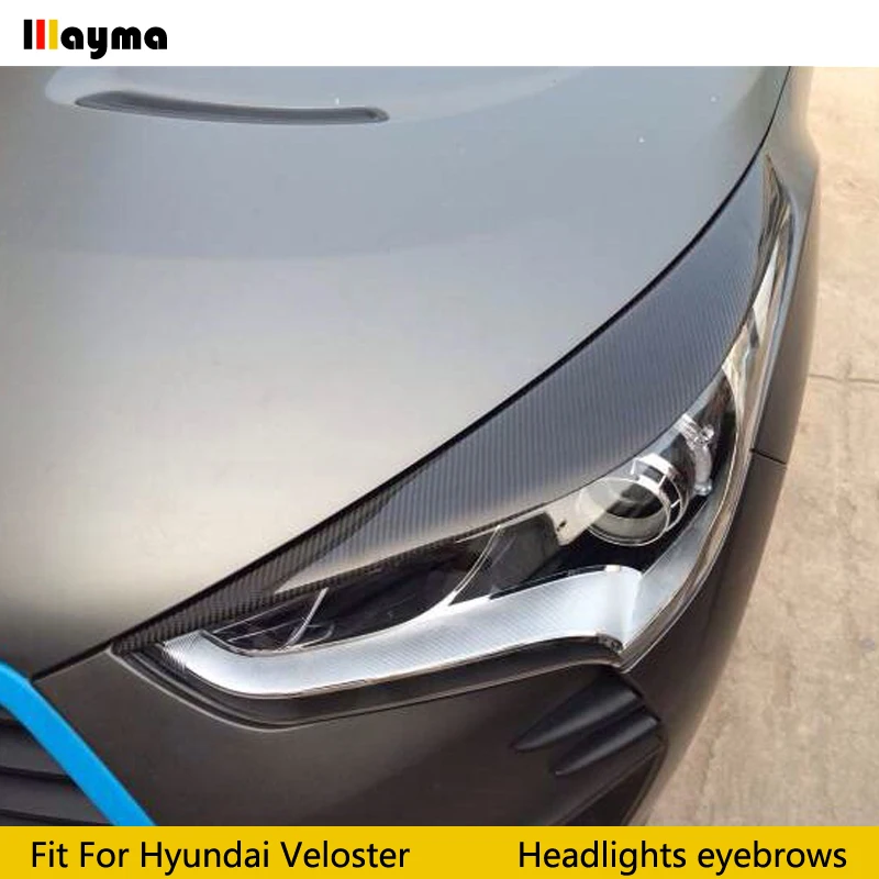 LP Style For Hyundai Veloster 1.6L 1.6T Carbon Fiber Wide Body Headlight Eyebrow CF Bumper Eyelid Auto Body Kit eyebrows 1pair