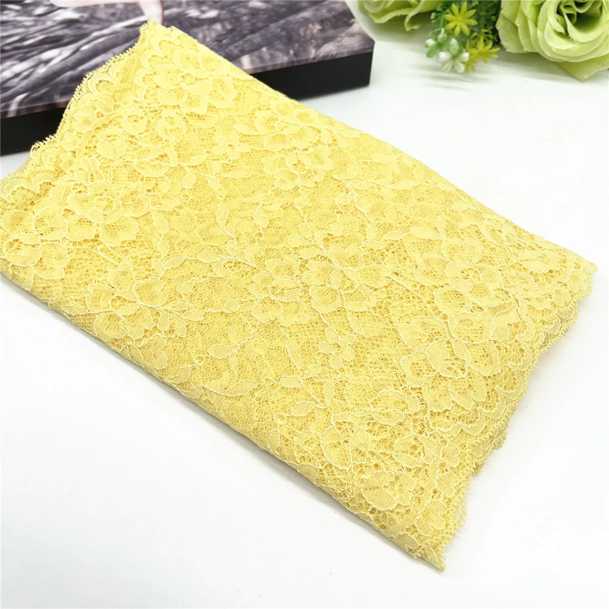 3M/lot Width 8 5/8 in 22cm Yellow Elastic Stretch Lace For Clothing Accessories Lingerie Sewing Applique Costume Lace Fabric DIY