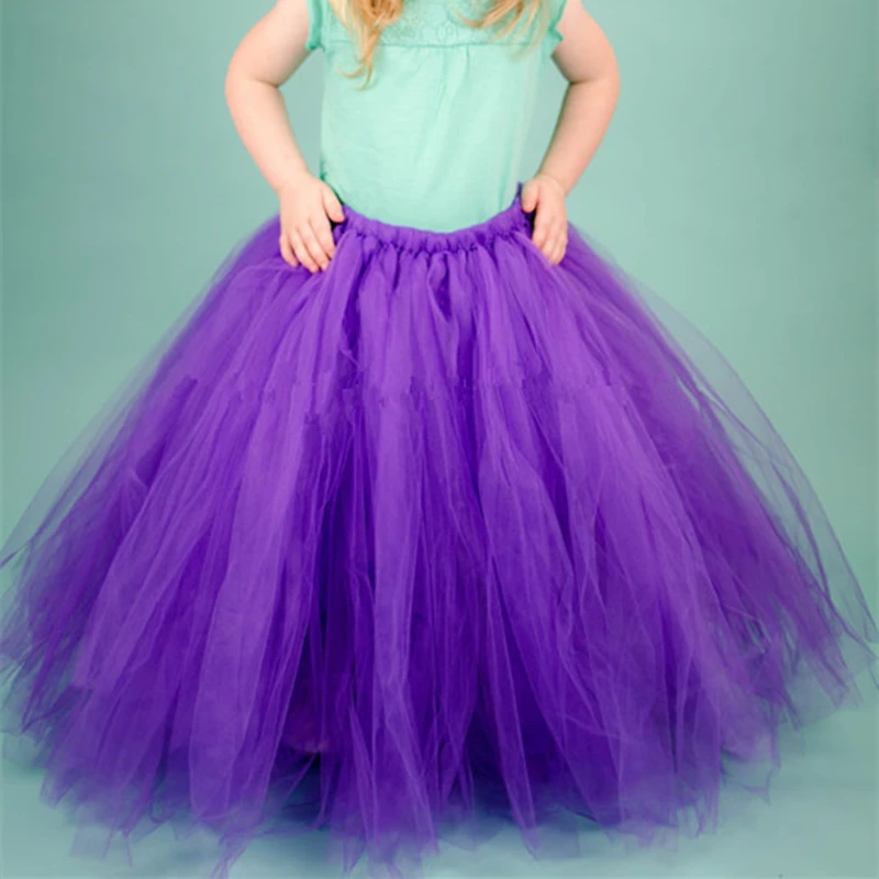 Girls Purple Long Tulle Tutu Skirt Kids Dance Pettiskirt Underskirt Tutus Children Christmas Birthday Party Costume Skirts Cloth