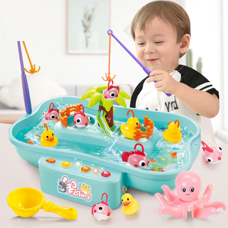 

19.5*22*32cm Fishing Toys For Kids Rotating Fish Game Plastic Parent-Child Interactive Table Games Hand-Eye Coordination Toys