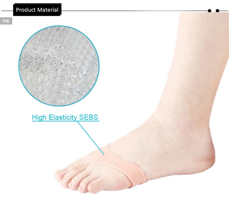 Silikon Mittelfuß polster Zehen trenner Schmerz linderung Fuß polster Orthesen Fuß massage Einlegesohlen Vorfuß socken Fußpflege werkzeug 2 stücke – Detail 6