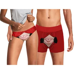 Couple Panties Set Cotton Underwear Men Boxer Shorts Women's Underpants Printed Underwear Lovers Underwear Cozy Lingerie Panty