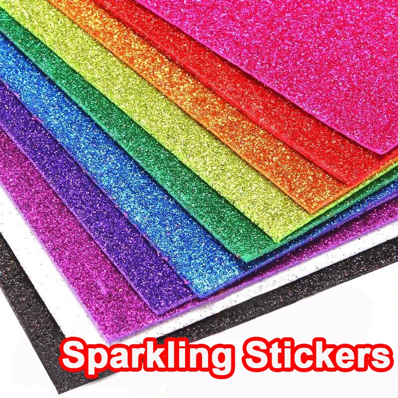 A4 Glitter Sponge Paper Adhesive Flash Colored Paper Gold Powder Foam Paper Rubber Plastic Paper Handmade DIY Material