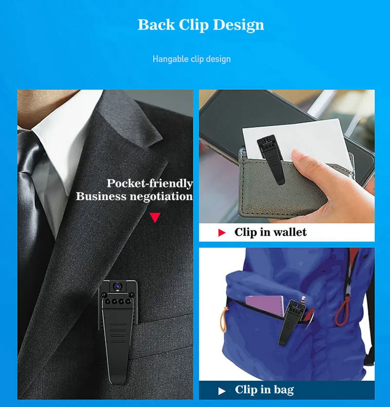 A12Z Without WiFi Mini Camcorders Micro DV 1080P Sound Recorders Back Clip Video Recording Camera Digital Webcam for House