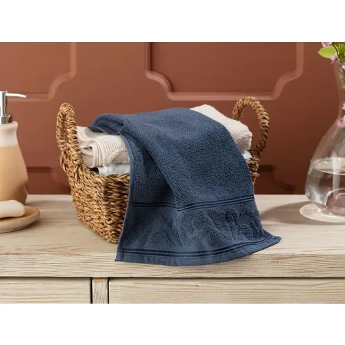 Madame Coco Tilda Border Jacquard Hand Towel-Indigo