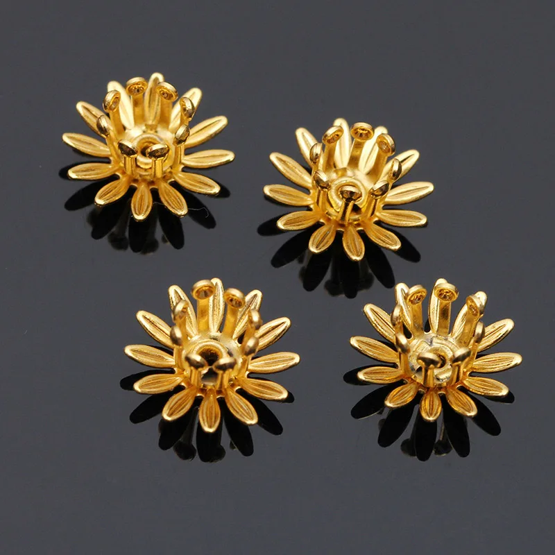 Mibrow 20pcs/lot  6 Colors 10mm Copper Flower Bead Caps Flower Filigree Loose Spacer Bead End Caps For DIY  Jewelry Making