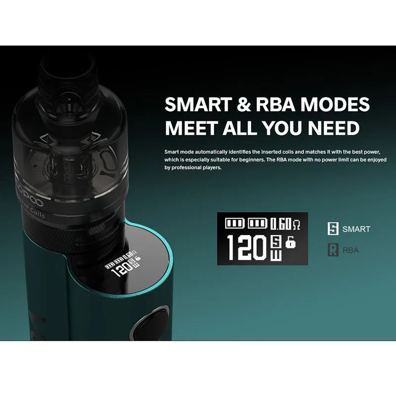 VOOPOO-vaporizador Original MUSKET, vaporizador resistente de 120-3,0 ohm, potencia de 5-18650 W, alimentado por baterías duales 0,1