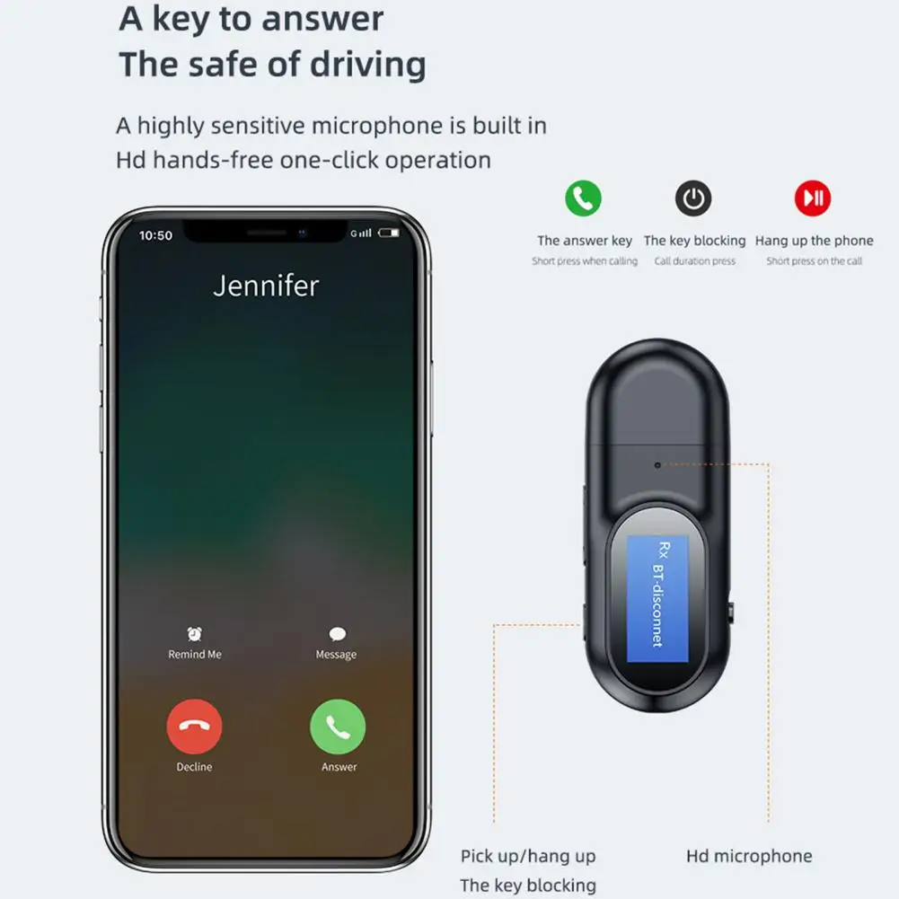 T17 Bluetooth-compatible Transmitter LCD Digital Display Hands-free Calls RX/TX Mode Superior Voice Quality Wireless Bluetooth-c